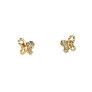 Elegant Gold Butterfly Stud Earrings Sparkling Crystals Dainty Fashion Jewelry
